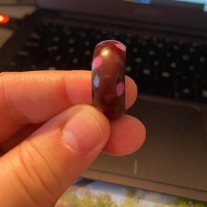 Purple/Maroon Ring with Pink Polka Dots